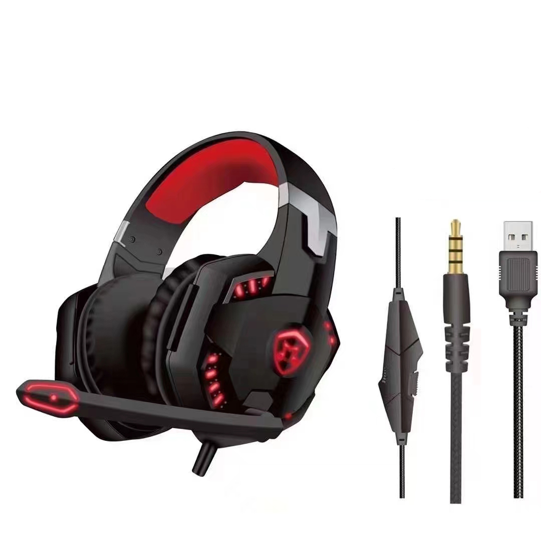 Premium On ear Led light Gaming headset with boom mic